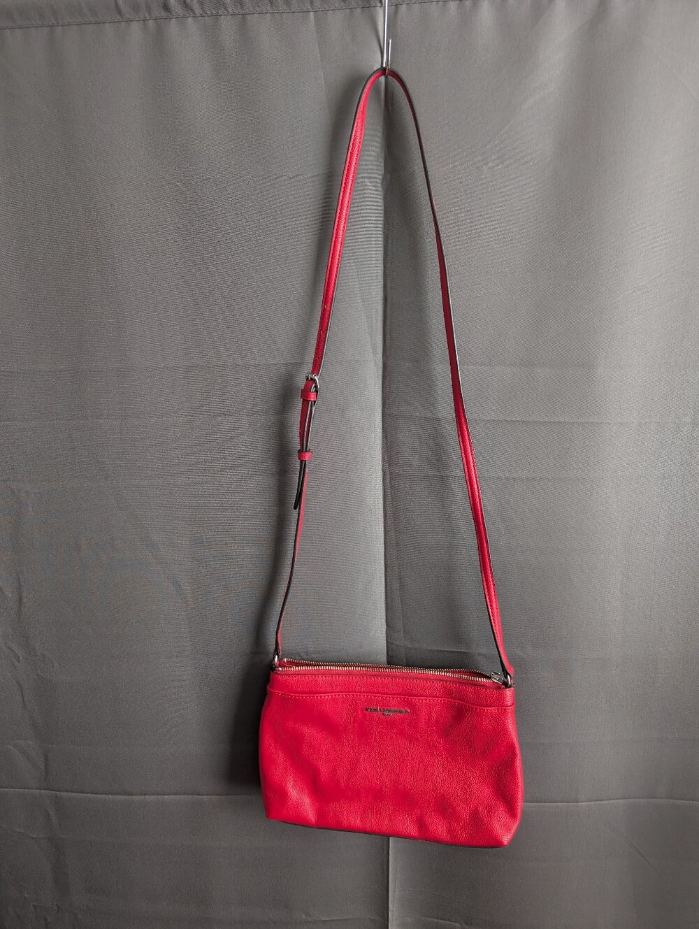 Karl Lagerfeld Red Pebbled Vegan Leather Crossbody Bag